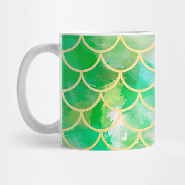 Mermaid Tail Scales Sea Green Gold by Live Together